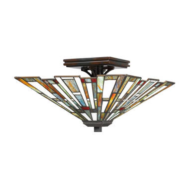 Quoizel Maybeck 2 Light Tiffany Style Semi-Flush Ceiling Light
