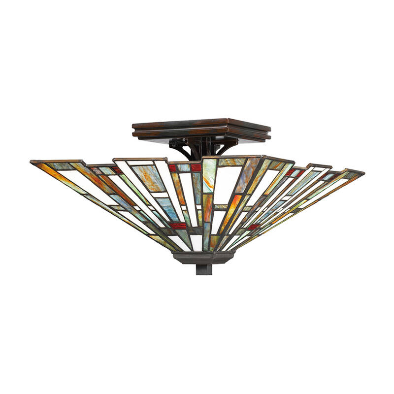 Image of Quoizel Maybeck 2 Light Tiffany Style Semi-Flush Ceiling Light