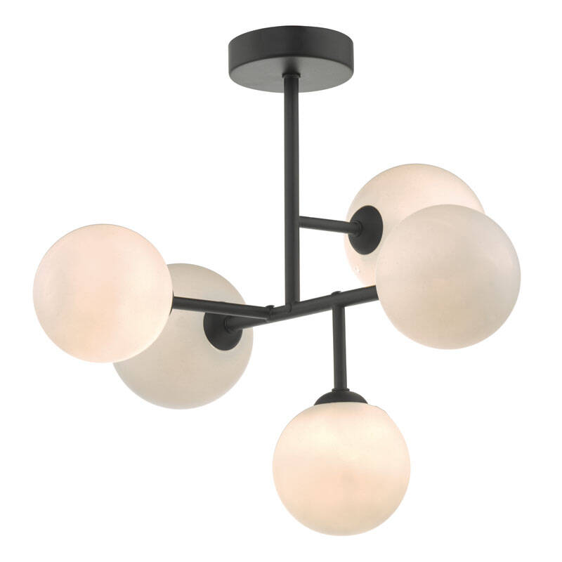 Image of Dar Euan 5 Arm Semi-Flush Ceiling Light