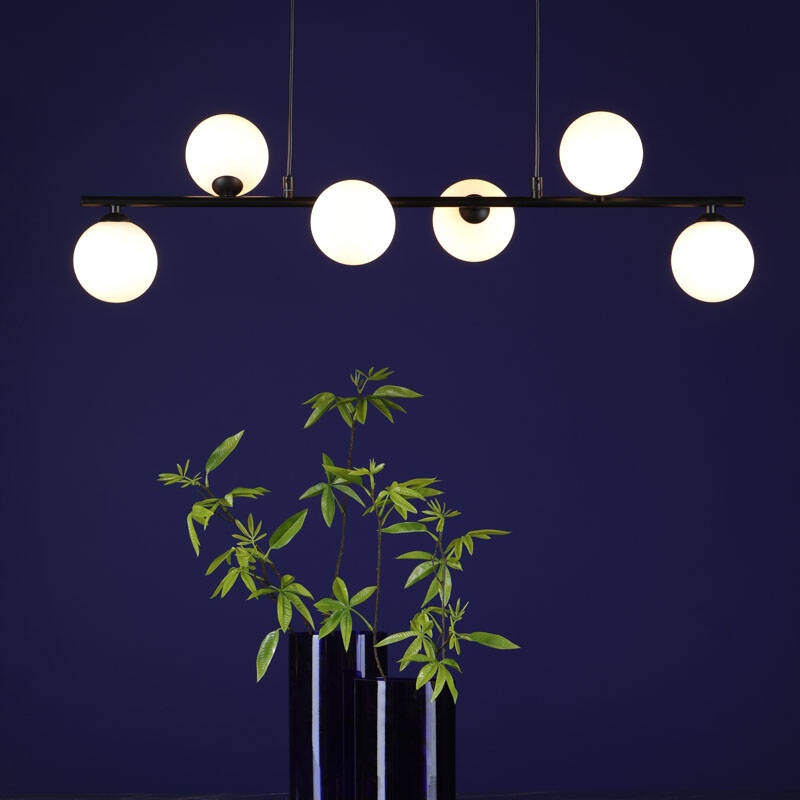 Image of Dar Spiral Opal Glass 6 Light Bar Ceiling Pendant