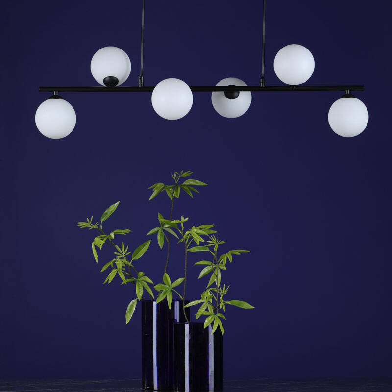 Image of Dar Spiral Opal Glass 6 Light Bar Ceiling Pendant