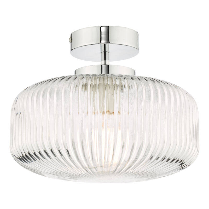 Image of Dar Riva Glass Semi-Flush Ceiling Light