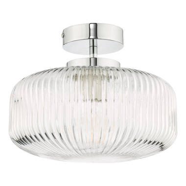Image of Dar Riva Glass Semi-Flush Ceiling Light