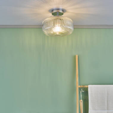 Image of Dar Riva Glass Semi-Flush Ceiling Light