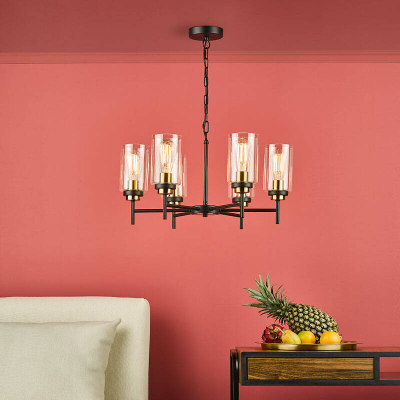 Image of Dar Abel 6 Arm Ceiling Pendant Light