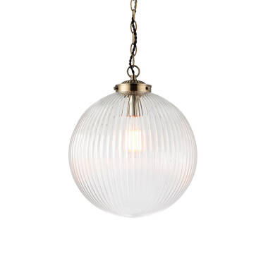 Endon Brydon Ribbed Glass Ceiling Pendant Light