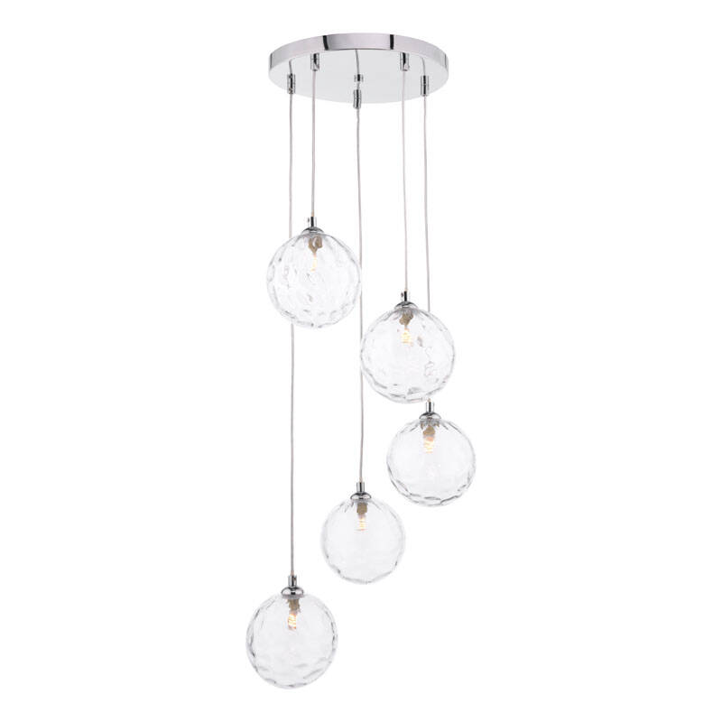 Image of Dar Federico 5 Light Clear Glass Cluster Ceiling Pendant
