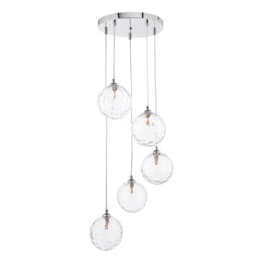 Image of Dar Federico 5 Light Clear Glass Cluster Ceiling Pendant
