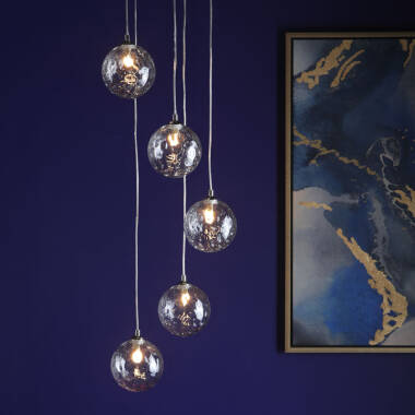 Image of Dar Federico 5 Light Clear Glass Cluster Ceiling Pendant