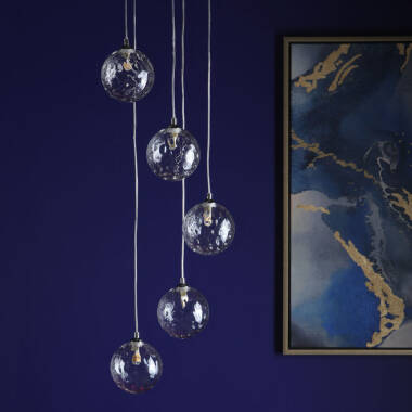 Image of Dar Federico 5 Light Clear Glass Cluster Ceiling Pendant