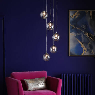 Image of Dar Federico 5 Light Clear Glass Cluster Ceiling Pendant