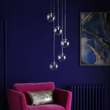 Image of Dar Federico 5 Light Clear Glass Cluster Ceiling Pendant