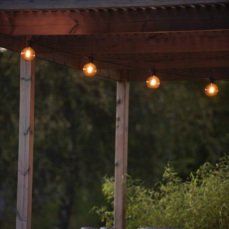 Image of Konstsmide 4.5M Amber LED Smoked Glass Festoon Lights