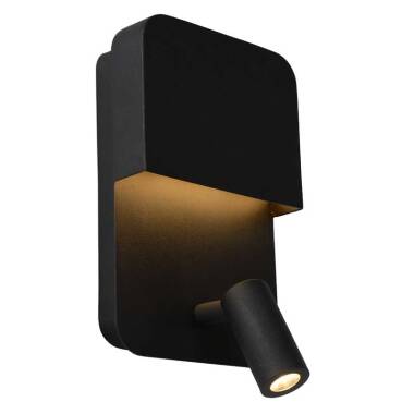 Lucide Boxer Wall Light with LED Reading Light and USB Charging Port