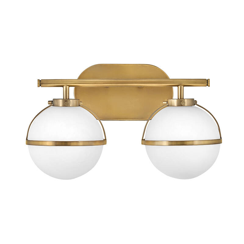 Image of Hinkley Hollis 2 Light Bathroom Wall Light with Clear Seeded Glass