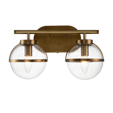 Hinkley Hollis 2 Light Bathroom Wall Light with Clear Seeded Glass
