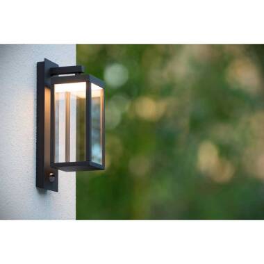 Image of Lucide Clairette LED Outdoor Hanging Lantern Wall Light with PIR Sensor