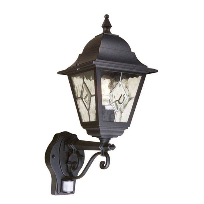 Image of Elstead Norfolk Outdoor Hanging Lantern Wall Light with PIR Sensor