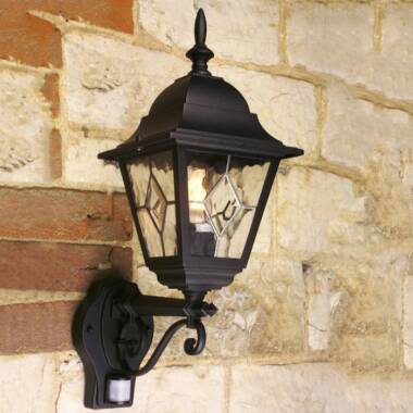 Image of Elstead Norfolk Outdoor Hanging Lantern Wall Light with PIR Sensor