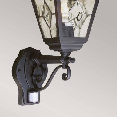 Image of Elstead Norfolk Outdoor Hanging Lantern Wall Light with PIR Sensor