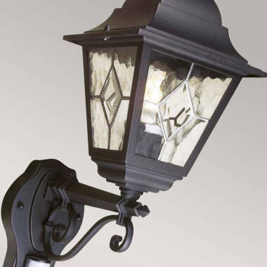 Image of Elstead Norfolk Outdoor Hanging Lantern Wall Light with PIR Sensor