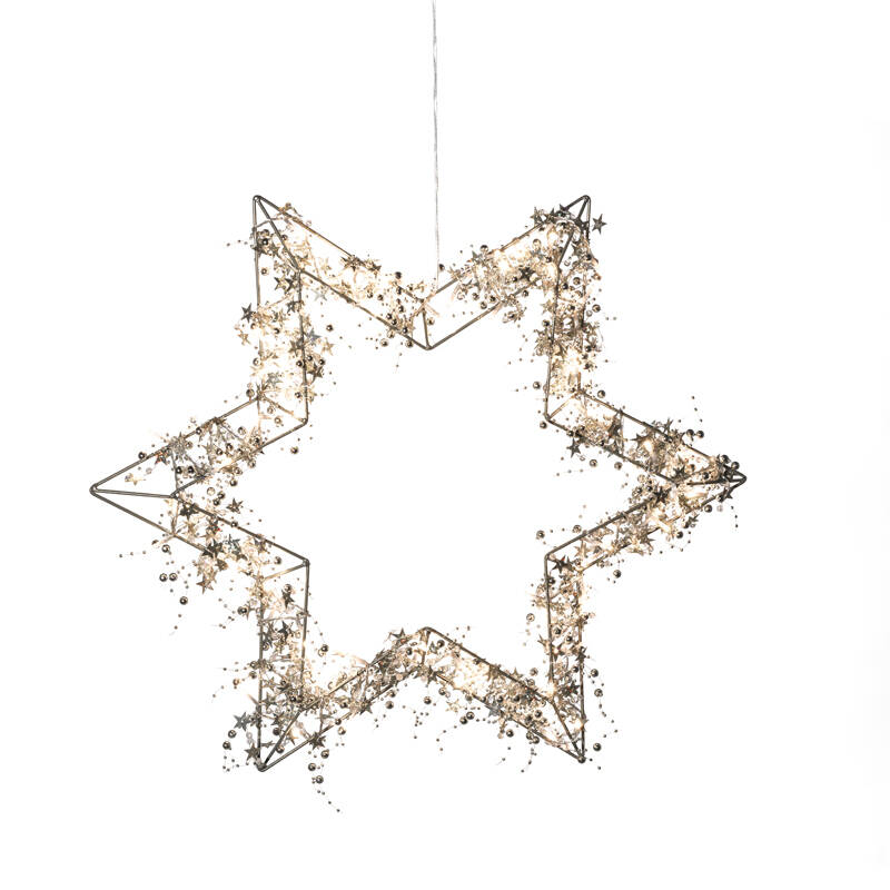 Image of Konstsmide Christmas 60cm Very Warm White LED Star Wreath Decoration