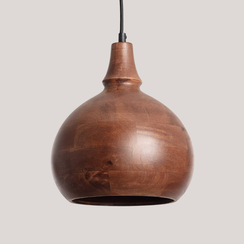 Image of Iluzzia Kanan II Wood Ceiling Pendant Light