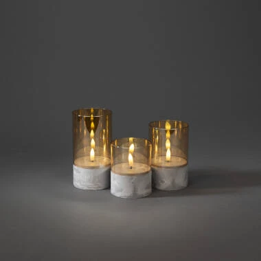 Konstsmide Battery Operated LED Smoked Glass Candle Lights