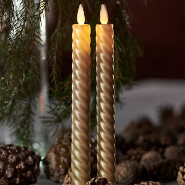 Sirius Sara Wave Battery Operated LED Wax Taper Candle - Set of 2