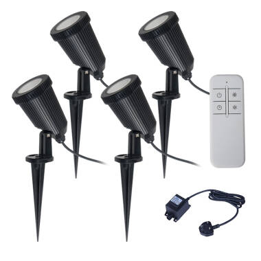 EasyFit Remote 12v Garden Lights - Ash LED Spotlight Kit - 4 Lights