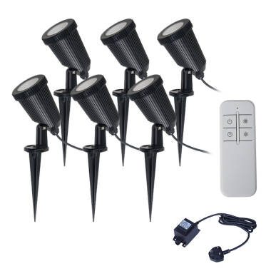 EasyFit Remote 12v Garden Lights - Ash LED Spotlight Kit - 6 Lights