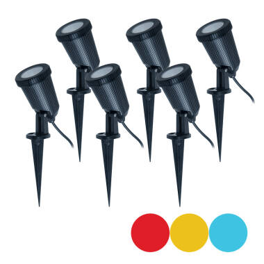 Image of EasyFit Remote 12v Garden Lights - Ash Colour Changing LED Spotlight Kit - 6 Lights