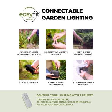 Image of EasyFit Remote 12v Garden Lights - Ash Colour Changing LED Spotlight Kit - 6 Lights