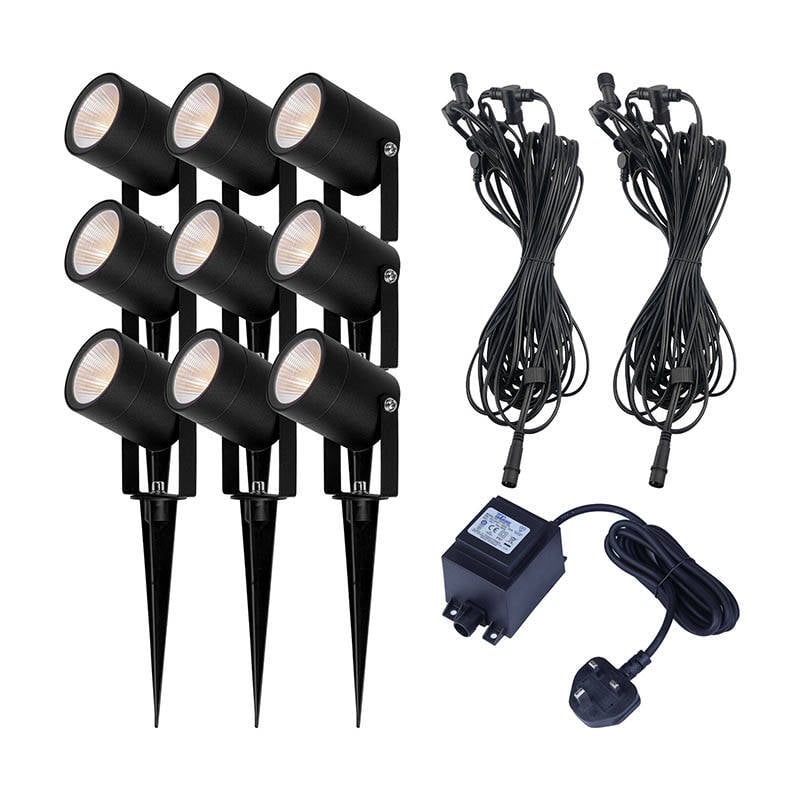 Image of EasyFit Core 12v Garden Lights - Fern LED Garden Spotlight Kit - 9 Lights