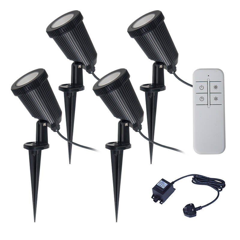 Image of EasyFit Remote 12v Garden Lights - Ash LED Spotlight Kit - 4 Lights