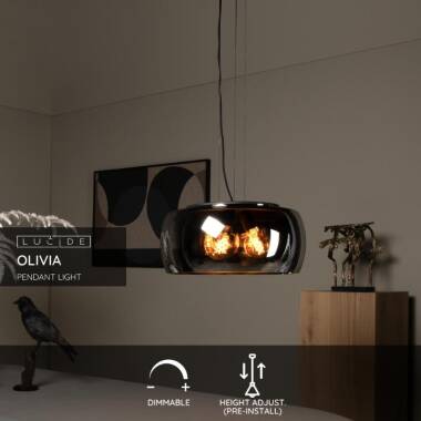 Image of Lucide Olivia Large Glass Ceiling Pendant Light