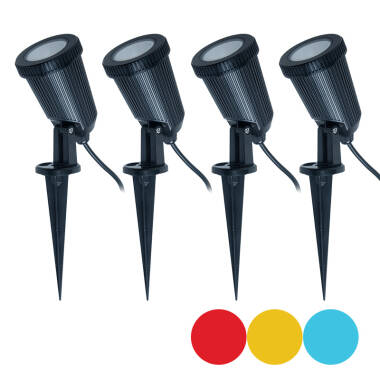 Image of EasyFit Remote 12v Garden Lights - Ash Colour Changing LED Spotlight Kit - 4 Lights