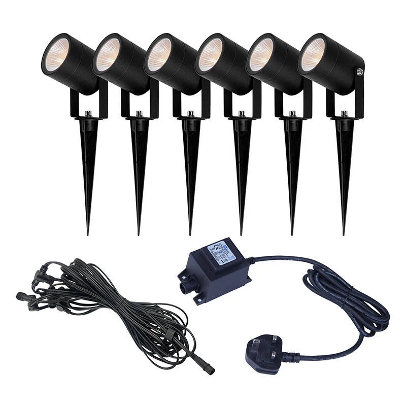 Image of EasyFit Core 12v Garden Lights - Fern LED Garden Spotlight Kit - 6 Lights