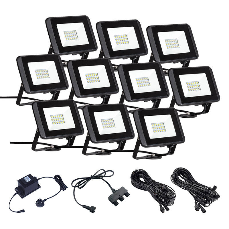 Image of EasyFit Core 12v Garden Lights - Oak LED Floodlight Kit - 10 Lights