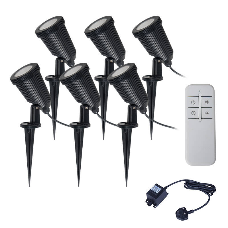 Image of EasyFit Remote 12v Garden Lights - Ash LED Spotlight Kit - 6 Lights