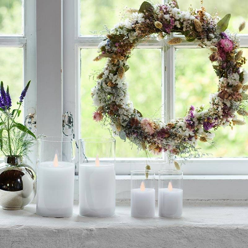 Image of Sirius Ivy Mini Glass Battery Operated LED Candle - Set of 2