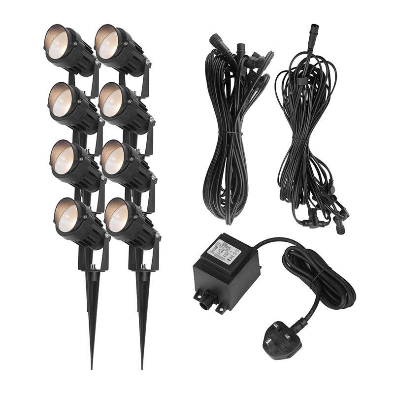 Image of EasyFit Core 12v Garden Lights - Palm 6W LED Garden Spotlight Kit - 8 Lights