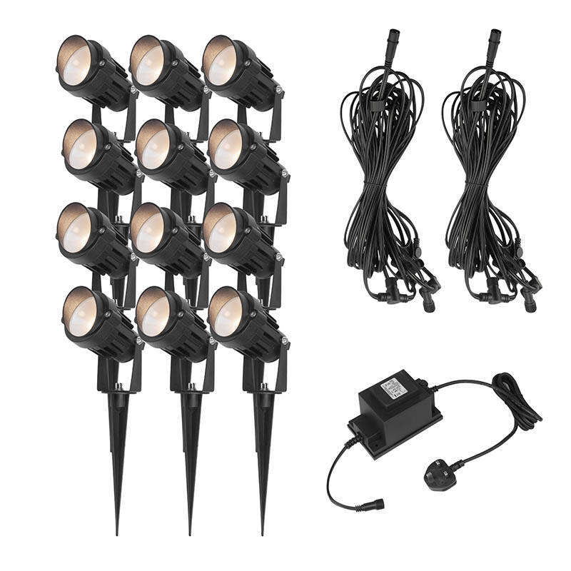 Image of EasyFit Core 12v Garden Lights - Palm 6W LED Garden Spotlight Kit - 12 Lights