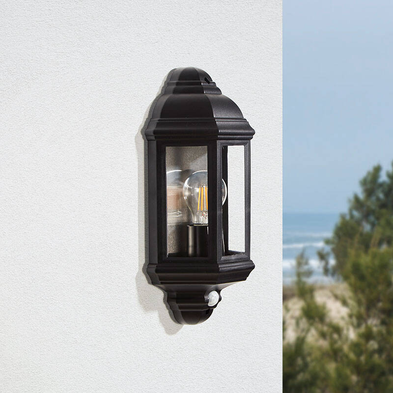 Image of Edit Coastal Newquay Half Lantern Outdoor Wall Light with PIR Sensor