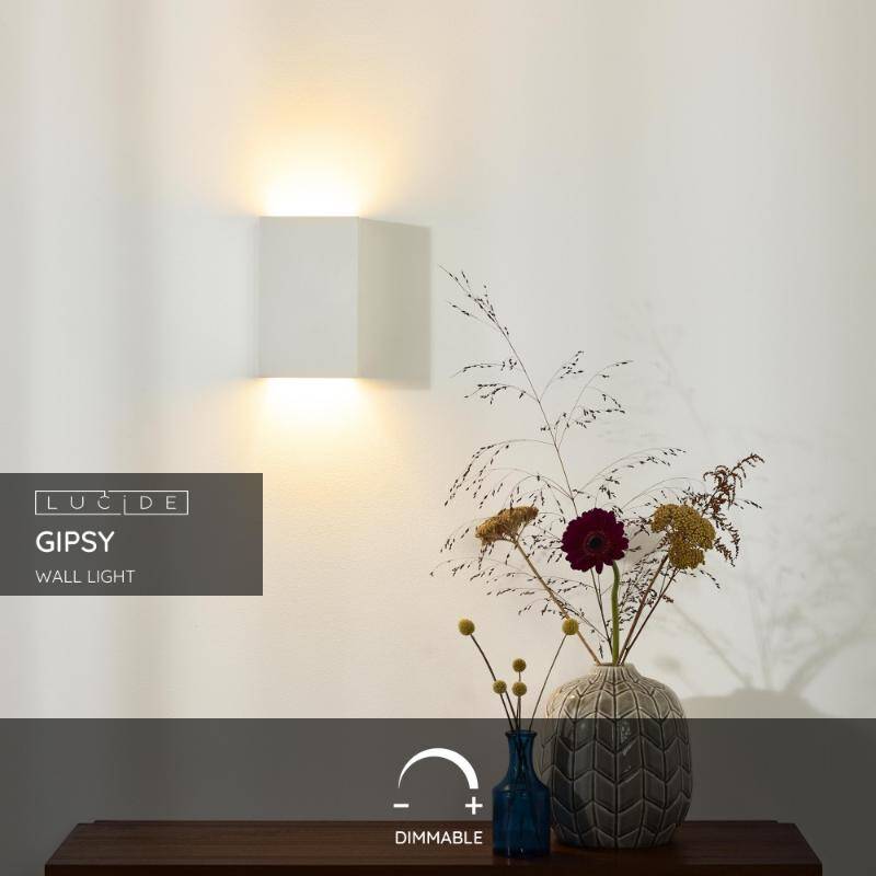 Image of Lucide Gipsy Square Plaster Up & Down Wall Light