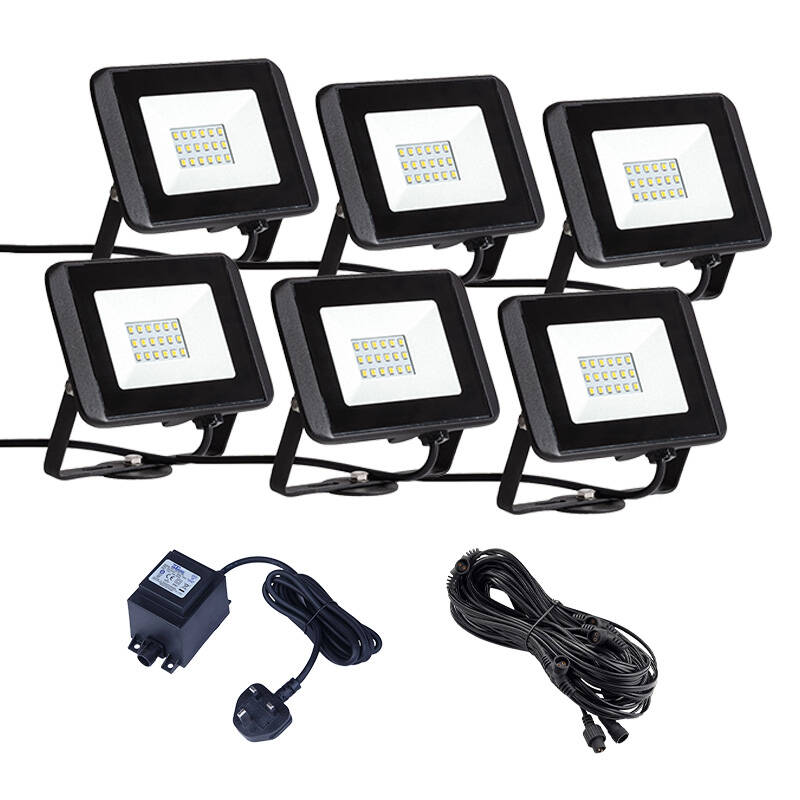 Image of EasyFit Core 12v Garden Lights - Oak LED Floodlight Kit - 6 Lights