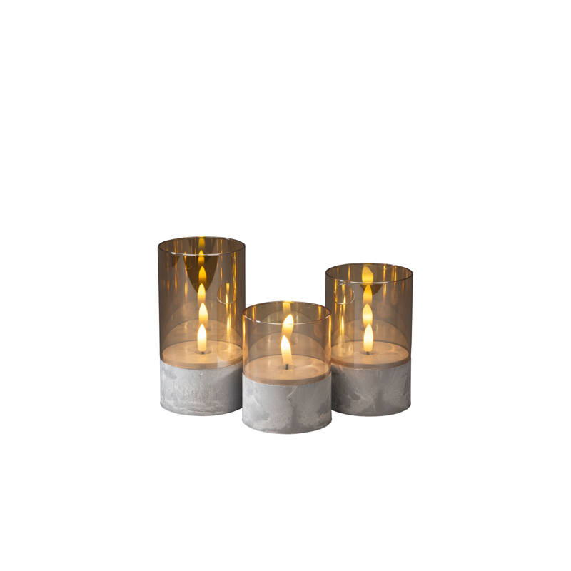 Image of Konstsmide Battery Operated LED Smoked Glass Candle Lights