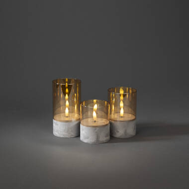 Image of Konstsmide Battery Operated LED Smoked Glass Candle Lights