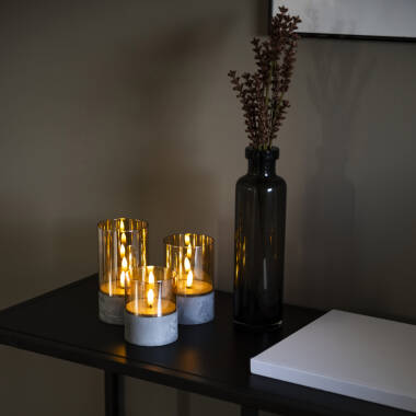 Image of Konstsmide Battery Operated LED Smoked Glass Candle Lights