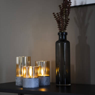 Image of Konstsmide Battery Operated LED Smoked Glass Candle Lights